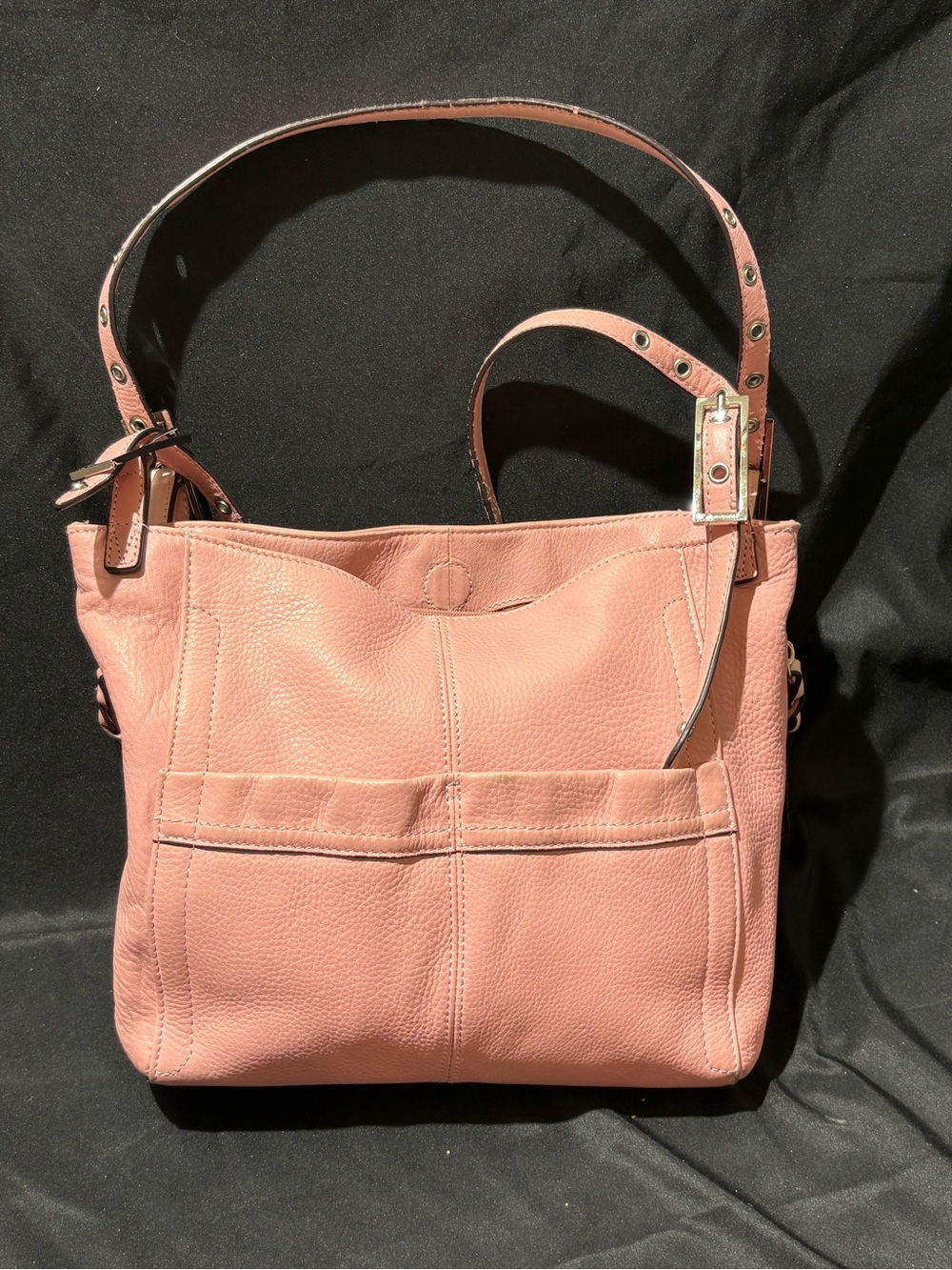 b. makowsky Dusty Rose Pebbled Leather Shoulder Bag